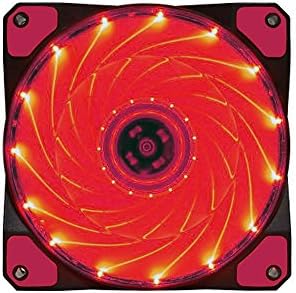 120mm fan ONNINE Hydraulic Bearing quiet cooling case fan for computer 15 leds Color LED fan DC 12 Volt 1200 RPM connectors 4 pin 3 pin with Anti Vibration Rubber Pads(Red)