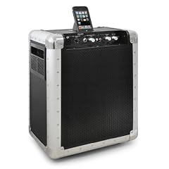 Mobile Kompakt PA Anlage 200 Watt iPod Dock (integr. Akku, 2x Mic-In, Aux) Trolley