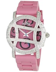 JBW Womens JB-6241-C "Olympia" Sport Silver Pink Designer Silicone Diamond Watch