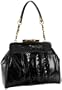 Elaine Turner Evelyn Embossed Snake Frame Satchel,Black,one size
