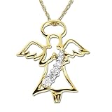 10k Yellow Gold Diamond Journey Angel Pendant