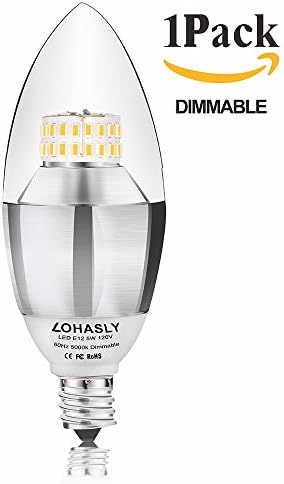 LOHASLY Candelabra LED Bulbs,Dimmable 40-Watt Light Bulbs Equivalent, 5-Watt Natural light 5000K, Chandelier Bulb,LED Light Bulbs E12 Candelabra Base, 120V, 450 Lumens, Torpedo Shape
