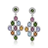 2.60 ct. t.w. Multi-Gemstone Drop Earrings In Sterling Silver