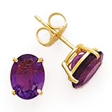14K OVAL AMETHYST EARRINGS 8X6 MM