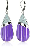 Flying Lizard Designs Purple Geometric Patterned Teardrop Earrings