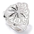 10K White or Yellow Gold Diamond Cut Filigree Ring