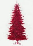 7.5' Red Pre-Lit Burberry Pine Bottle Brush Artificial Christmas Tree Red Lights