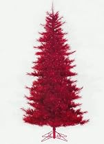 7.5 ft Pre-Lit Burberry Pine Bottle Brush Red Artificial Christmas Tree Red Lights