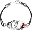 Handcuff Stainless Steel and Waxed Nylon Bracelet 7"
