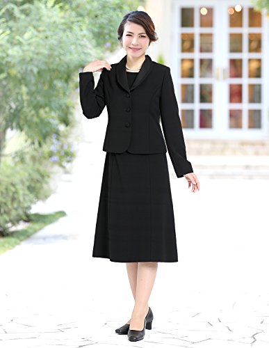 ブラックフォーマル レディース ワンピース 喪服 礼服 米沢織 前開き BS-1606[7～21号]