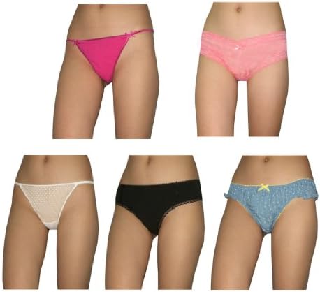 (Pack of 5) Womens Sexy Hipster Brief Thong Panties / Underwear - Multicolor (Size: S)