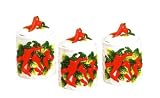 CHILI PEPPER 3-D Canisters Set of 3 ^NEW^ Canister