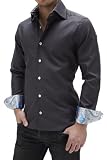 Stone Rose Grey Dress Shirt with Paisley Contrast Fabric - Chic MM36 Limited Edition