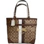 Coach Heritage Stripe Signature Book Bag Tote 13196 Khaki Mahogany
