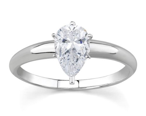1/2 ct.tw Pear Diamond Solitaire Ring in 18k White Gold