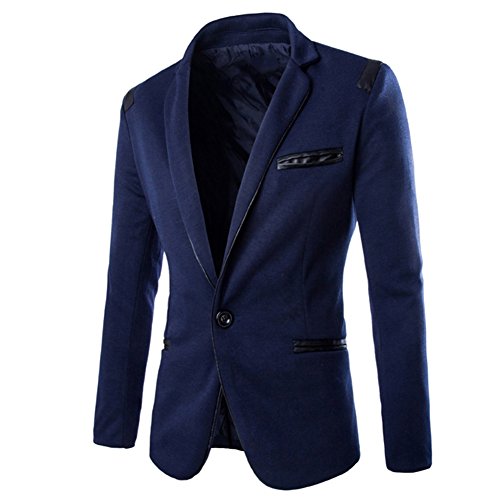 DressLoves Men's Cotton Blends Peak Lapels 1 Button Blazers