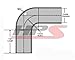 HPS HTSEC90-050-BLK Silicone High Temperature 4-ply Reinforced 90 degree Elbow Coupler Hose, 100 PSI Maximum Pressure, 4