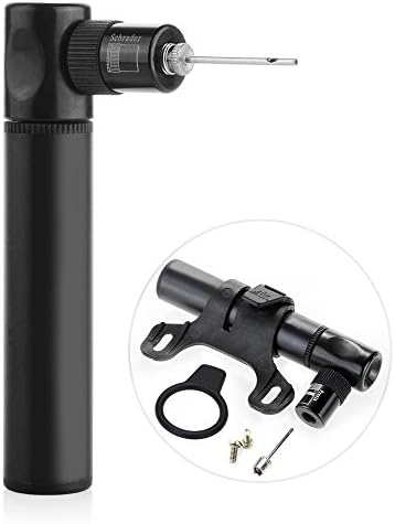 Power Handy Pump | Portable Lightweight Compact High Pressure Aluminum Alloy Bicycle Mini Pump for All Types of Bikes, Presta and Schrader Valve Compatible, Tire Repair Mounting Kit Included, Black