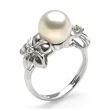 South Sea White Pearl Ring with Diamond in 14K White Gold