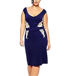 Plus Size Scoop Neck Applique Lace Stretchy Polyester/Spandex/Scuba/Knit Sleeveless  Dress