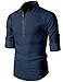 H2H Mens Casual Henley Lightweight Roll-up Sleeve Slim Fit Shirt