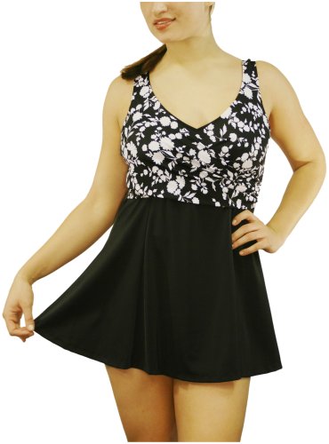 It Figures Women's Plus Layered Floral Swimdress