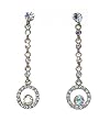 Earrings - E41 - Long Crystal Circle Dangle - Gold Tone Metal Clear AB (irridescent)