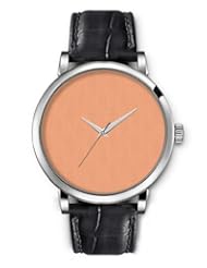 SPRAWL Aanalog Fashion Series Silver Ladies Watches of Genuine Black Leather Strap,Unique Wrist Watch for Women Girls Designed with Light orange background