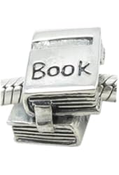 .925 Stamped Solid Silver Book Bead Charm Fits 3mm European Bracelets