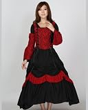Renaissance Black Ball Gown with Strap Red Brocade Corset SC41016