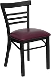 Black Ladder Back Metal Restaurant Dining Chair - Burgundy Vinyl Seat [XU-DG6Q6B1LAD-BURV-GG]