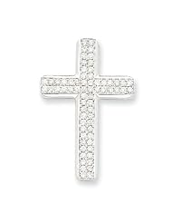 14k Gold White Gold Diamond Latin Cross Pendant