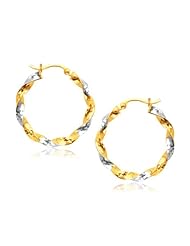 14K Two Tone Gold Hoop Earrings (1 inch)