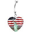 American Flag Heart Statue of Liberty Belly Ring
