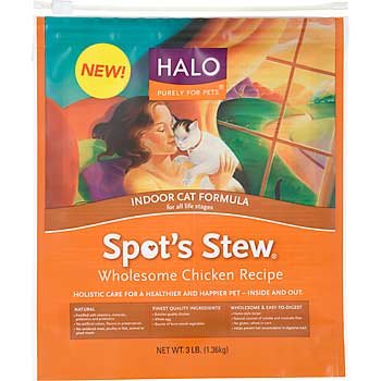 Halo Spot's Stew Natural Dry Cat Food, Indoor Cat, Wholesome Chicken Recipe, 3-Pound Bag