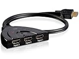 deleyCON HDMI Switch Verteiler 3 Port Automatisch - 3D Ready bis 1080p - inkl. Umschaltknopf - [3x IN / 1x OUT]