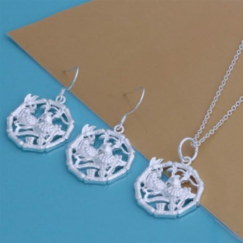 Fashion silver plated mandarin duck totem wedding necklace earrings gifts jewelry set