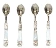 Decorative Mini Spoon Set / 4 With Flat Inlaid Mother of Pearl Handles