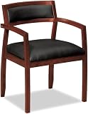 Basyx VL852NST11 Wood Guest Chairs w/Black Leather Seat/Upholstered Back, Mahogany Finish