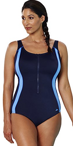 Aquabelle Women's Xtra Life Lycra Cornflower Zip Swimsuit