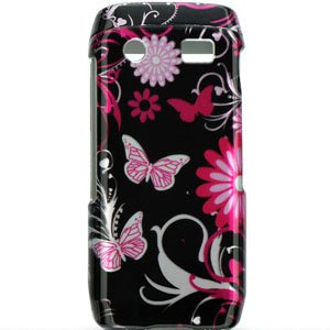 Plastic Protector Case (Pink Butterfly Design) for BlackBerry Pearl 9100