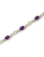 14kt Yellow Gold Oval Amethyst and Diamond Bracelet
