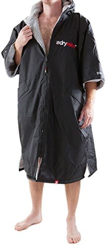 Dryrobe Advance Short Sleeve Towelling Changing Robe (Black/Grey, L)