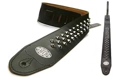 Black 'Biker Series' Faux Leather Guitar Strap for Electric/Acoustic/Bass Guitar