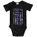 NEWBABY Thin Blue Line American Flag Baby Girls Short Sleeves Onesies For 0-24m Baby