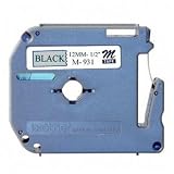 Brother Tape Cartridge 0.5IN Wide, Non-laminated Black on Silver (M931)