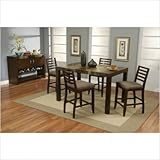 5 Piece Natural Slate Counter Height Table Set in Medium Brown 5 Piece Natural Slate Counter Height Table Set in Medium Brown