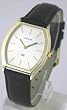GENEVE Men's Solid 14K Gold Watch with Black Leather Strap. Model: GE-0631