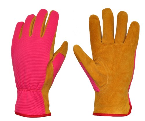 G & F 2568M/L-3 Women's Washable Suede Pigskin Leather Garden Gloves, 3-Pair, Pink On Sale