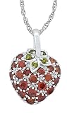 Platinum Overlay Sterling Silver Pave Strawberry Shaped Cubic Zirconia Pendant, 18"